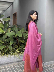 Lady In Pink This jute silk woven salwar suit