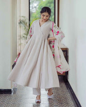 Canvas Grey Handpainted Cotton Suit Set