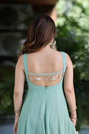 Mint Green Georgette Anarkali Gown with Dupatta