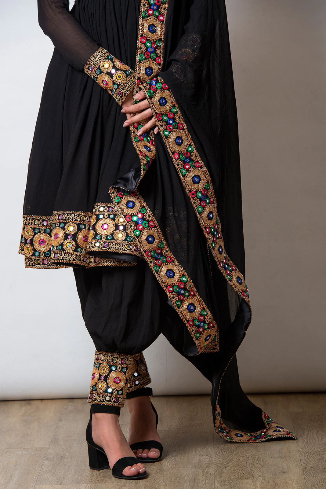 Wedding Wear Black Color Faux Georgette Gown For Girls