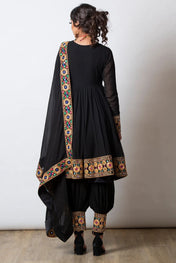 Wedding Wear Black Color Faux Georgette Gown For Girls