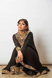Wedding Wear Black Color Faux Georgette Gown For Girls