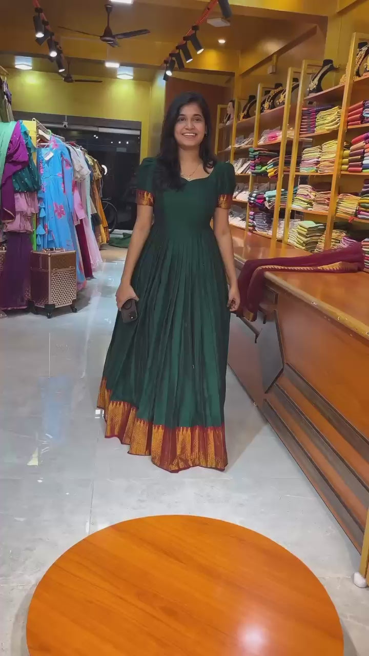 Wedding Wear Green Color Jequed silk Gown for Women