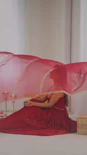 Party Wear Red Color Reyon Silk Gown For Girls