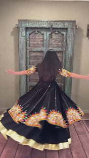 Party Wear Black Color Foux Gorgette Gown For Girls