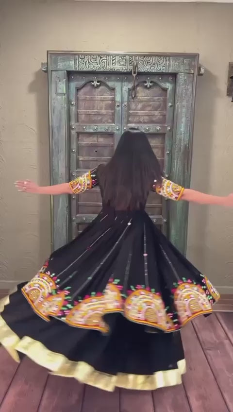 Party Wear Black Color Foux Gorgette Gown For Girls