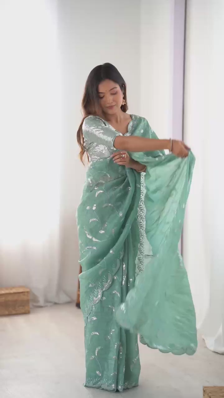 Wedding Wear Sky Blue Color Natural Crep Silk Saree For Women