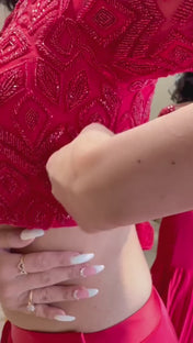 Wedding Wear Red Color Altar Satin Saree For Women