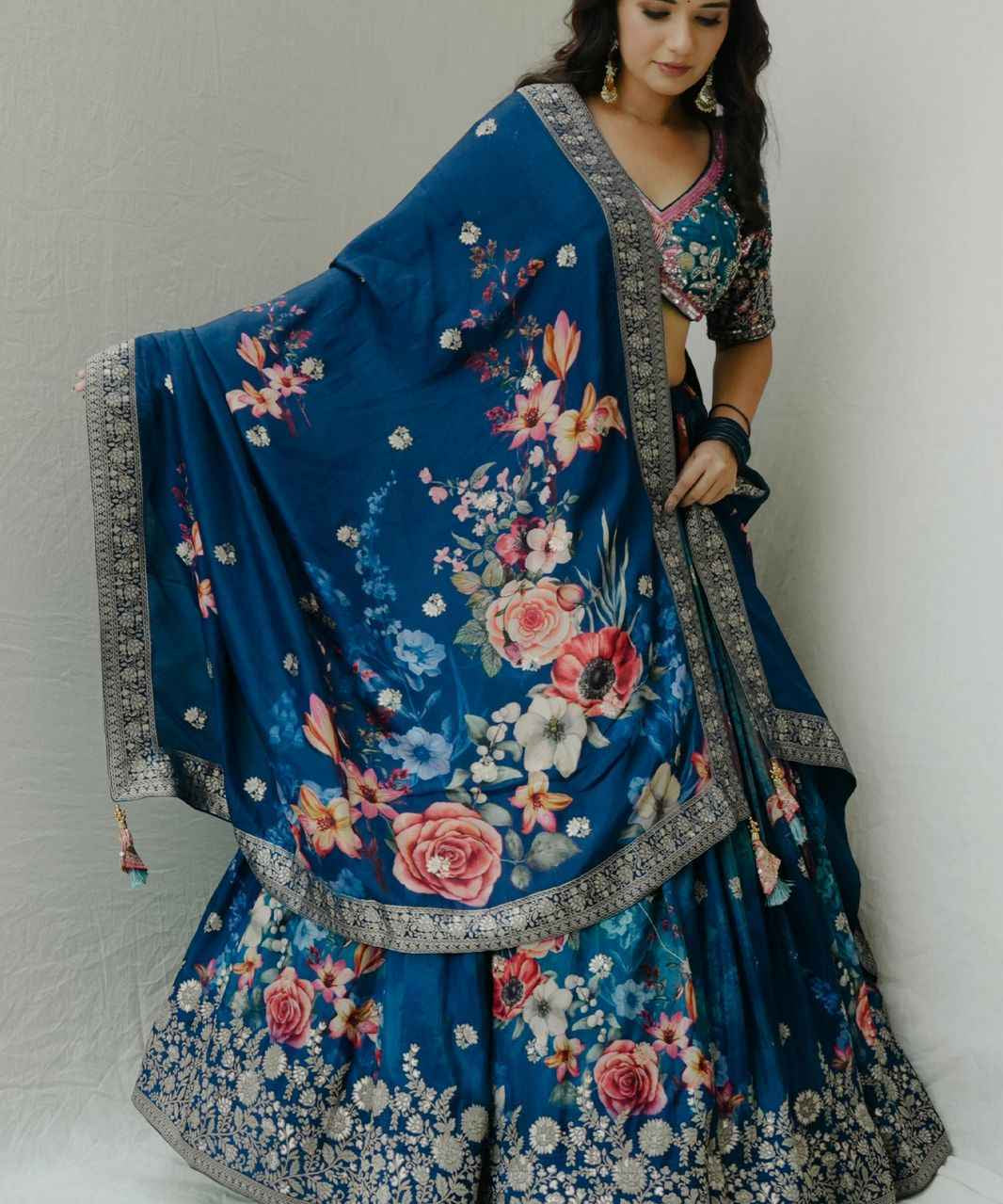 wedding wear Blue Color Georgette Lehenga Choli for girls
